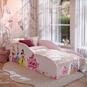 Mini Cama Juvenil Montessoriana Princesa Para Quarto Infantil De Criança Menina Com Proteção Lateral Rosa