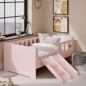 Cama Encanto Infantil Conforto Com Escada E Escorregador Rosa