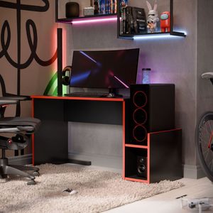 Escrivaninha Mesa Gamer Rofemar Mazon Com Espaço Computador Pc E Gabinete Para Escritório E Quarto De Estudos Vermelho