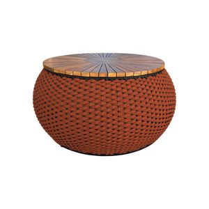 Mesa De Centro Barril Alumínio Corda Náutica Terracota - Laranja