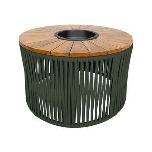 Mesa De Centro Berlim Com Champanheira Alumínio Corda Náutica Verde Militar - Verde