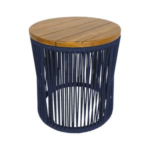 Puff Lyon Alumínio Corda Náutica Azul Marinho - Azul