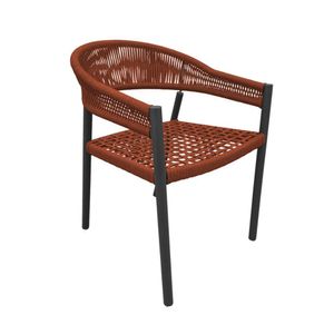 Cadeira Cannes Alumínio Encosto Corda Náutica Terracota - Laranja