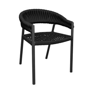 Cadeira Cannes Alumínio Encosto Tricô Náutico Preto - Preto