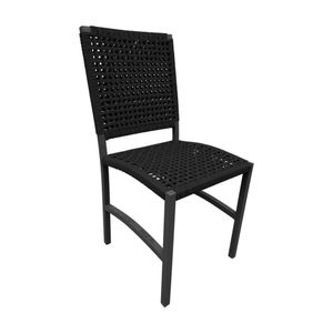 Cadeira Deck Alumínio Corda Náutica Preto - Preto