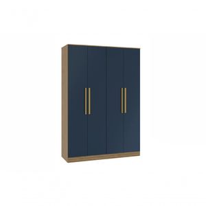 Guarda-roupa 4 Portas 2 Gavetas Kappesberg Adapt Nogueira-azul Profundo 158cm