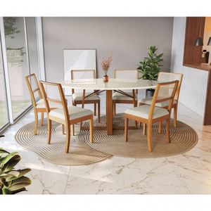 Conjunto Mesa De Jantar Com 6 Cadeiras Lola