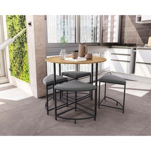 Mesa Com Bancos Estofados 76,5x90x90cm