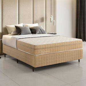 Kit Conjunto Colchão Casal Valência Molas Ensacadas Individualmente + Box Blindado 138x61x188 - Bege