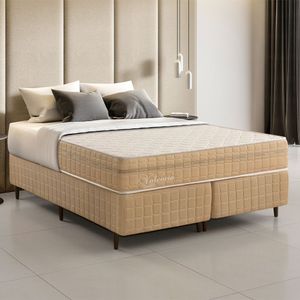 Kit Conjunto Colchão King Valência Molas Ensacadas Individualmente + Box Blindado 193x61x203 - Bege