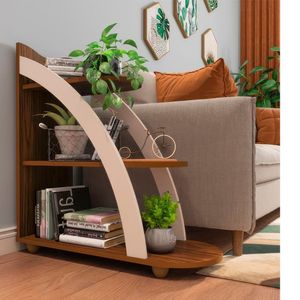 Mesa De Apoio Lateral Andes Com 3 Prateleiras Cedro Off White