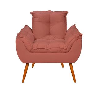 Poltrona Decorativa Opala Reforçada Amamentação Tecido Suede rosa