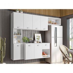 Armário Aéreo Mila Suspenso Com 7 Portas E 1 Gaveta Multiuso Para Cozinha Compacta
