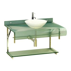 Gabinete de Vidro Para Banheiro Com Cuba Redonda Vidro Verde