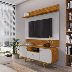 Jogo Painel E Rack Getafe Naturalle Off White