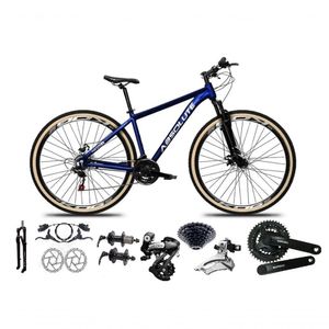 Bicicleta Aro 29 Absolute Nero 5 Shimano Altus 24v Freios Hidráulicos Garfo Com Trava Pneu Com Faixa Azul Tam 21