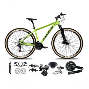 Bicicleta Aro 29 Absolute Nero 5 Shimano Altus 24v Freios Hidráulicos Garfo Com Trava Pneu Com Faixa Verde Tam 21