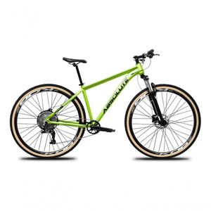 Bicicleta Aro 29 Absolute Nero 5 12v Garfo Trava No Guidão Freios Hidráulicos Com Pneu Faixa Verde Tam 19