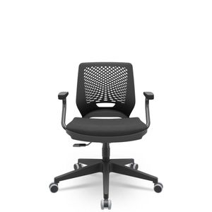 Cadeira Beezi Poliester Preto Base Piramidal