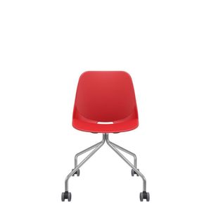 Cadeira Quick 4 Pés C/rodízio Cromado Vermelho
