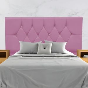 Cabeceira Estofada Cama Box Casal 140 Cm Suede Dubai Rosa