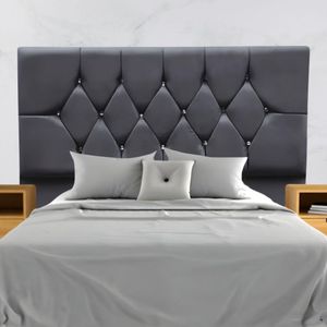 Cabeceira Cama Box Estofada Queen Size 160 Cm Suede Madri Cinza Escuro