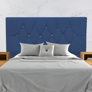 Cabeceira Para Cama Box Estofada Casal 140 Cm Suede Madri Azul Marinho