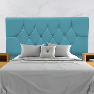 Cabeceira Para Cama Box Estofada Casal 140 Cm Suede Madri Azul Turquesa
