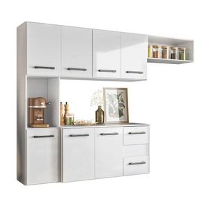 Kit Cozinha Juliete Suspensa - 7 Portas 2 Gavetas - Branco - Nicioli