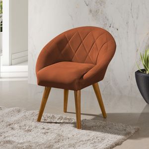 Poltrona Canastra Decorativa Para Recepção Estofado Veludo Terracota Pés Palito - Laranja