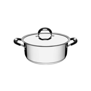 Caçarola Tramontina Rasa Em Aço Inox Com Tampa 24 Cm 4,7 L
