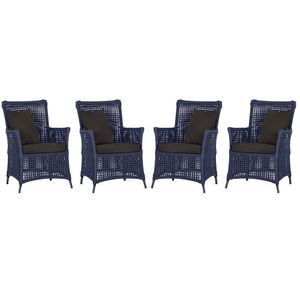 4 Poltronas Igapó Alumínio Pintura Preta Corda Náutica E9 Azul
