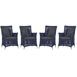 4 Poltronas Igapó Alumínio Pintura Fendi Corda Náutica E11 Azul