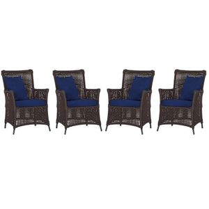 4 Poltronas Igapó Alumínio Pintura Preta Corda Náutica E10 Marrom