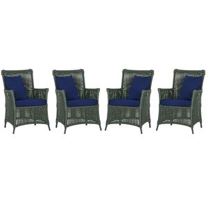 4 Poltronas Igapó Alumínio Pintura Preta Corda Náutica E10 Verde