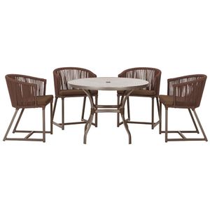 Mesa Com 4 Cadeiras E Noronha Estofado 9 Trama Original Marrom