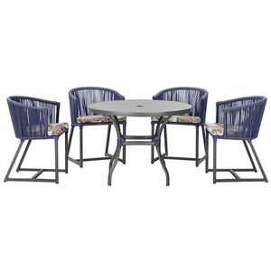 Mesa Com 4 Cadeiras E Noronha Estofado 6 Trama Original Azul