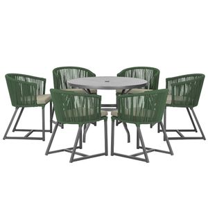 Mesa E 6 Cadeiras E Noronha Preto E8 Trama Original Verde