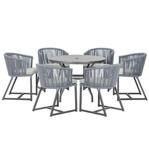 Mesa E 6 Cadeiras E Noronha Preto E3 Trama Original Prata