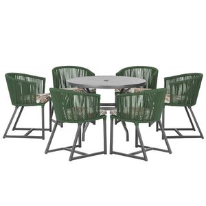 Mesa E 6 Cadeiras E Noronha Preto E6 Trama Original Verde