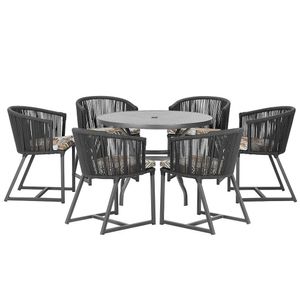 Mesa E 6 Cadeiras E Noronha Preto E6 Trama Original Preto