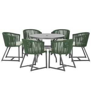 Mesa E 6 Cadeiras E Noronha Preto E3 Trama Original Verde