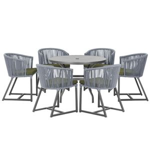 Mesa E 6 Cadeiras E Noronha Preto E13 Trama Original Prata
