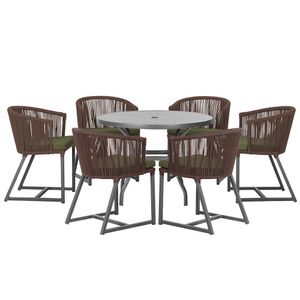 Mesa E 6 Cadeiras E Noronha Preto E13 Trama Original Marrom