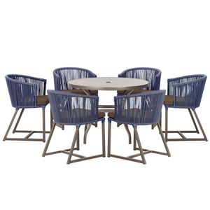 Mesa E 6 Cadeiras E Noronha Marrom E9 Trama Original Azul