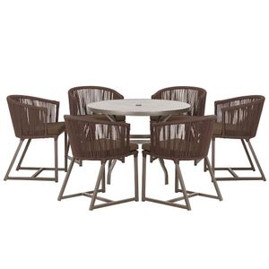 Mesa E 6 Cadeiras E Noronha Marrom E9 Trama Original Marrom