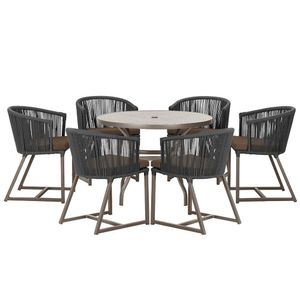 Mesa E 6 Cadeiras E Noronha Marrom E9 Trama Original Preto