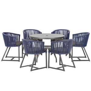 Mesa E 6 Cadeiras E Noronha Preto E11 Trama Original Azul