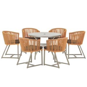 Mesa E 6 Cadeiras De Jantar Noronha Fendi E9 Trama Original Terra Cota