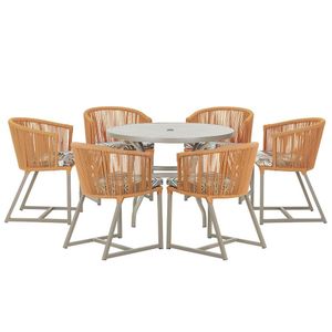 Mesa E 6 Cadeiras De Jantar Noronha Fendi E6 Trama Original Terra Cota